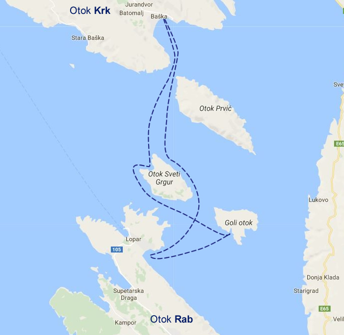 Otok na krk baška pogled goli Brodska vožnja